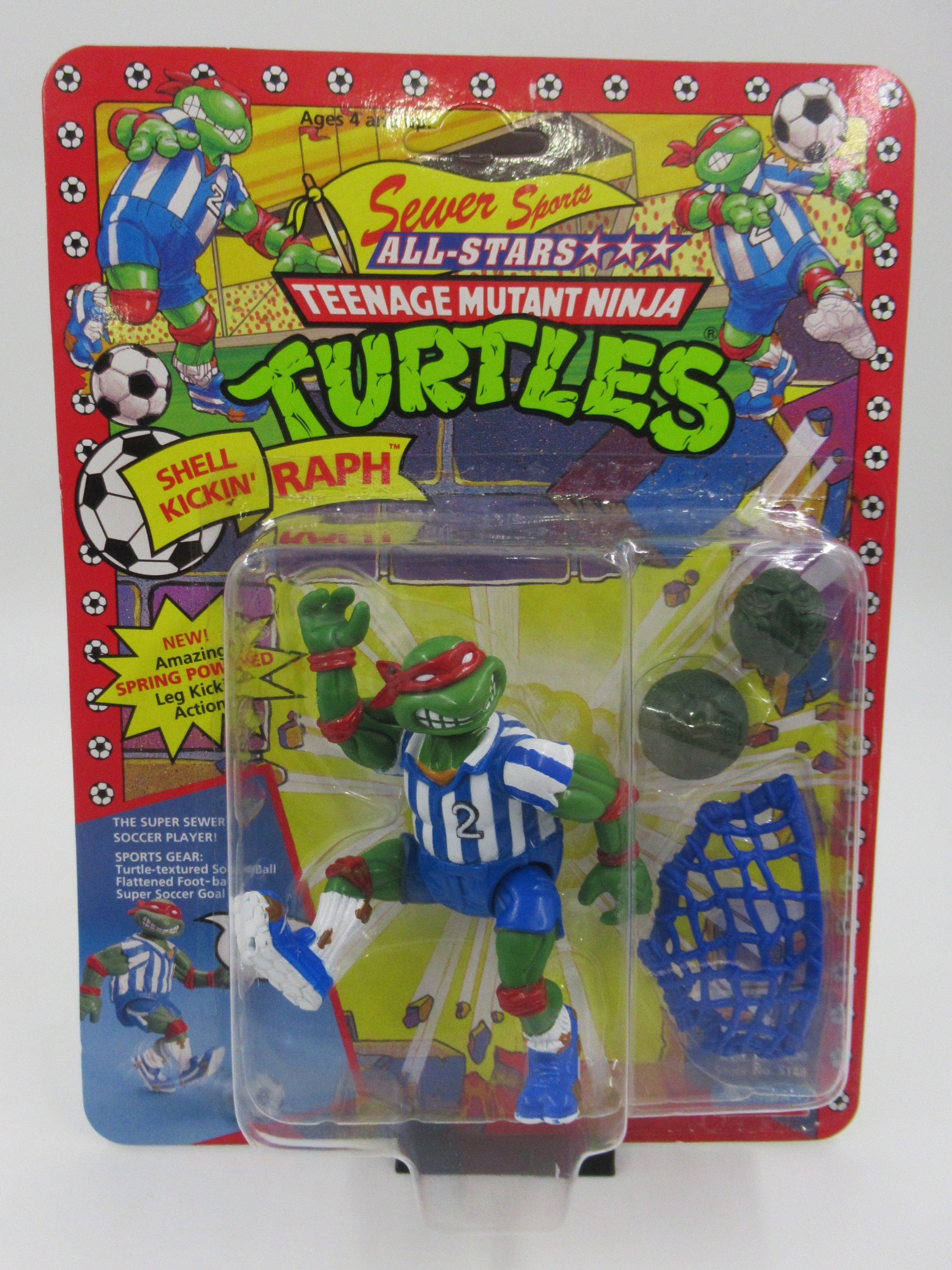 Teenage Mutant Ninja Turtles Shell Kickin’ Raph Sewer Sports All-Star 4.5" Figure TMNTs - Playmates (1991) x2